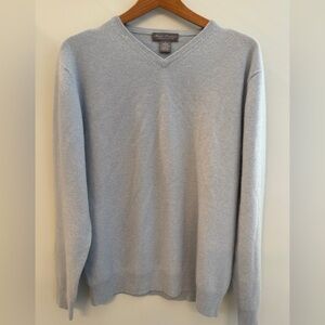 Light Blue V-Neck Cashmere Sweater